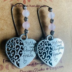 ♥️NWT♥️ Mother & Daughter Rose Quartz Earrings ♥️ Handmade ✨ Mothers Day ✨ Mom